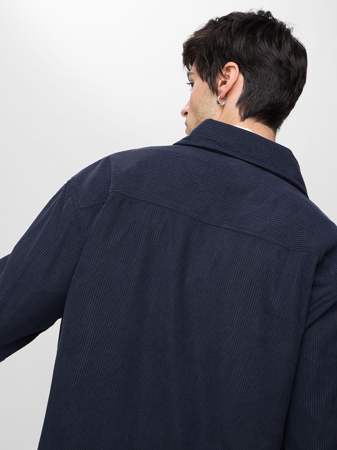 Buy Corduroy Shacket: Navy Men Shackets
