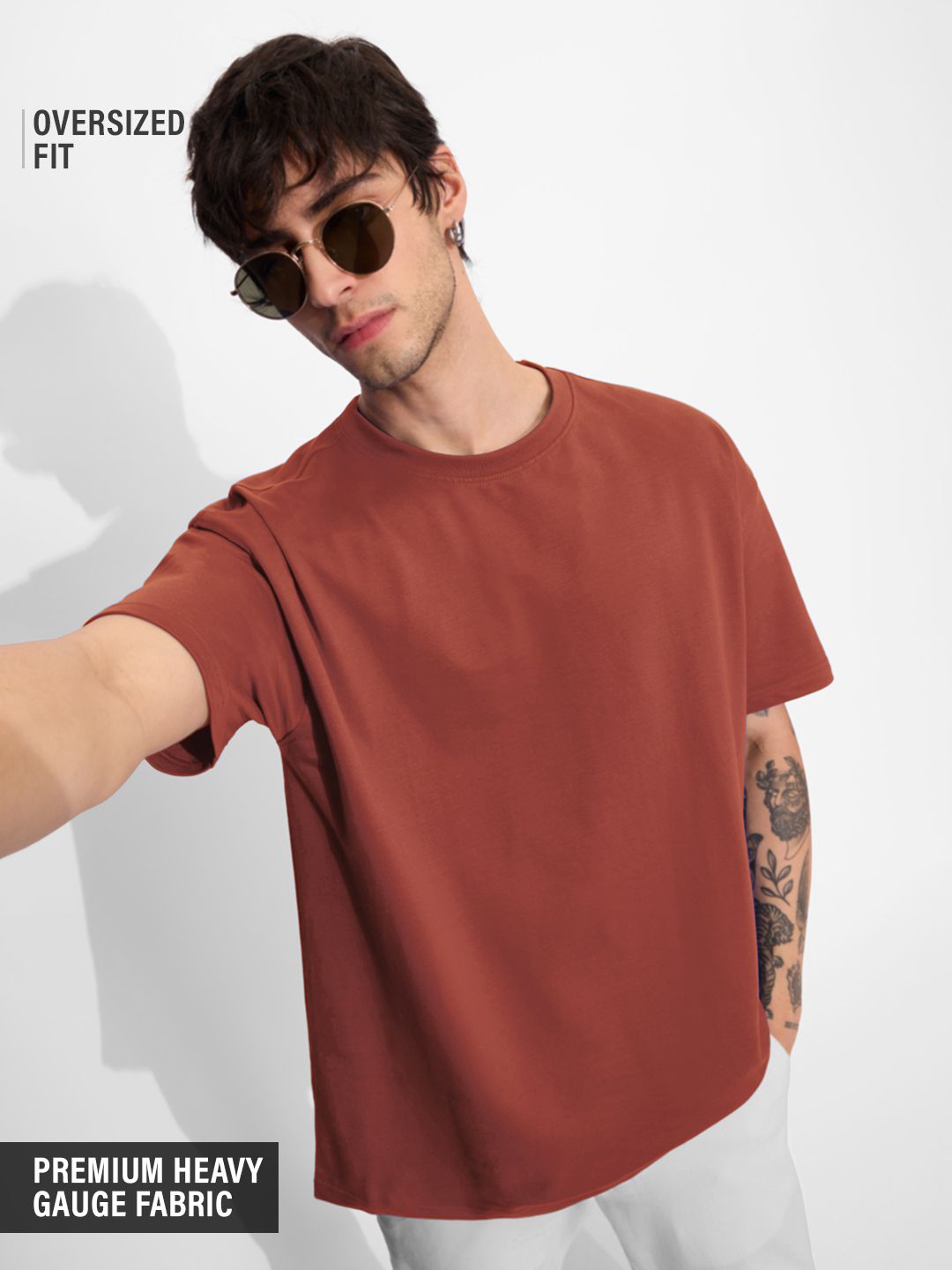 Solids: Spicy Red Oversized T-Shirts