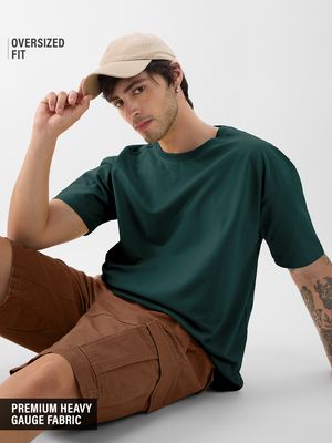Solids: Emerald Green Oversized T-Shirts By The Souled Store