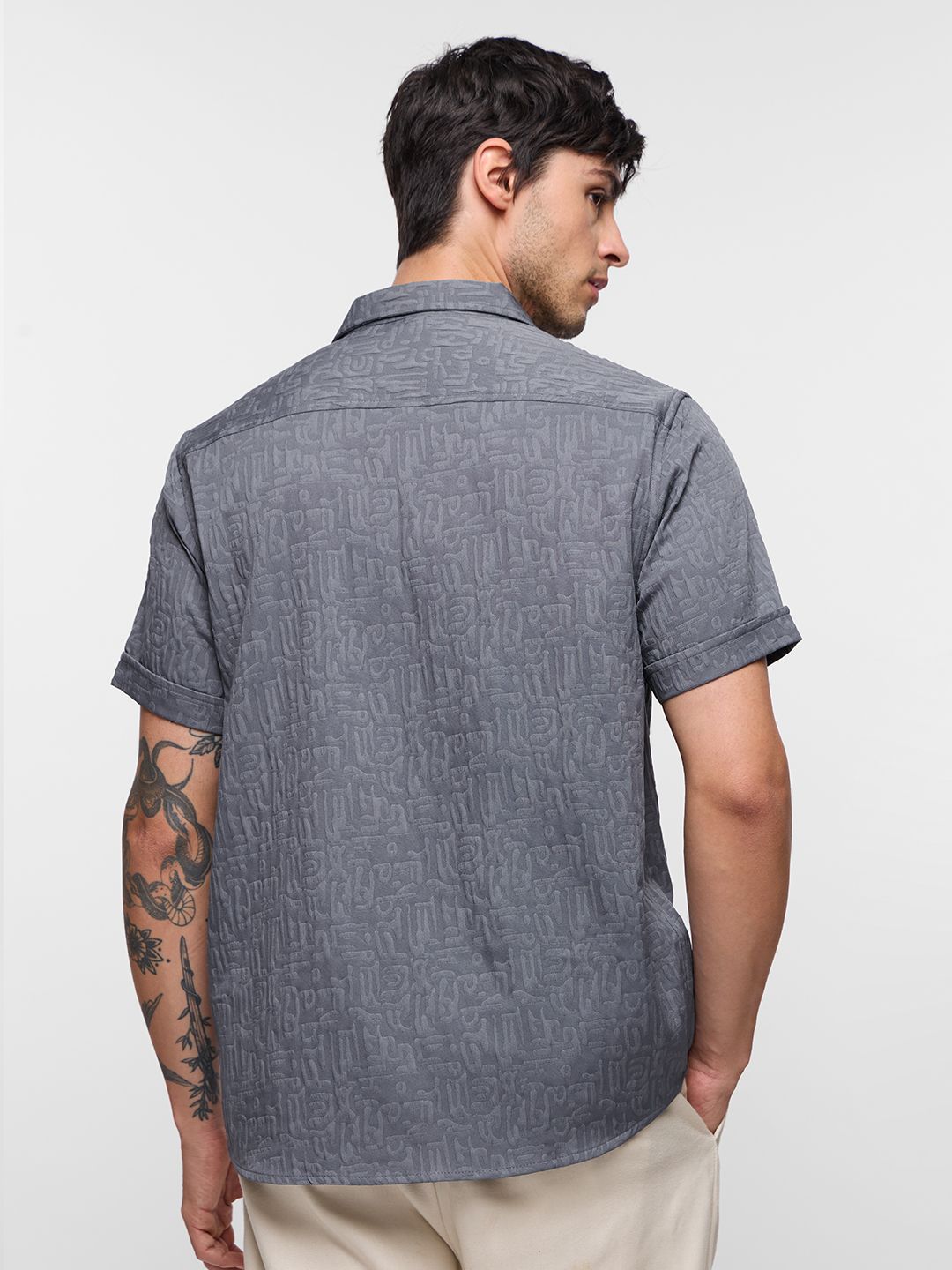 Buy Textured Shirt: Graphite Men Textured Shirts