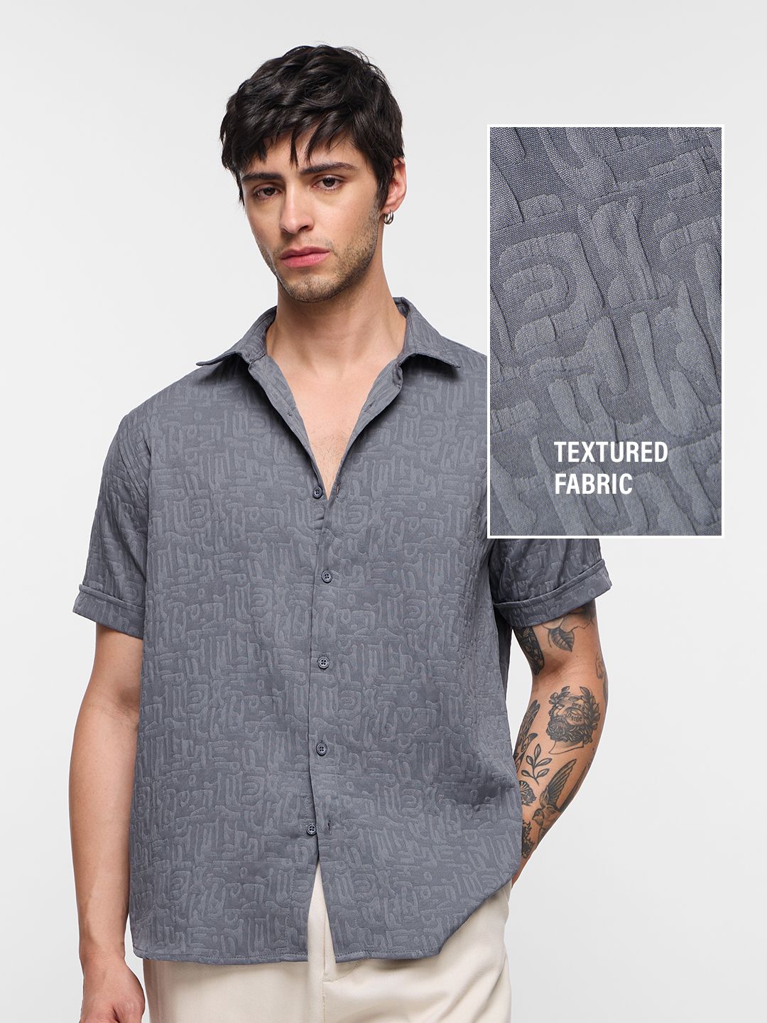 Textured Shirt: Graphite Men Textured Shirts