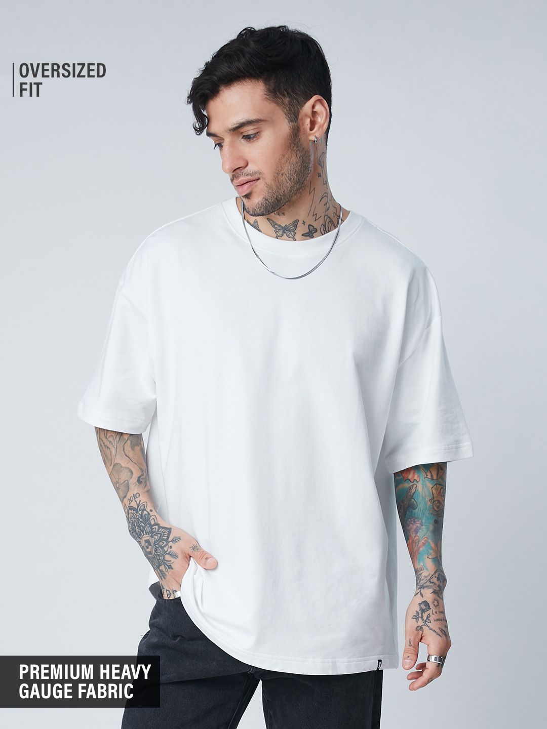 Solids: White Oversized T-Shirts Online