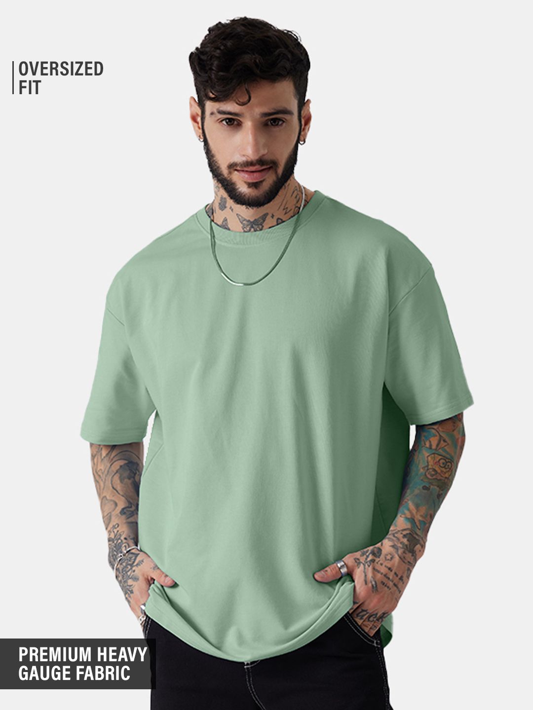 Solids: Jade Green Oversized T-Shirts