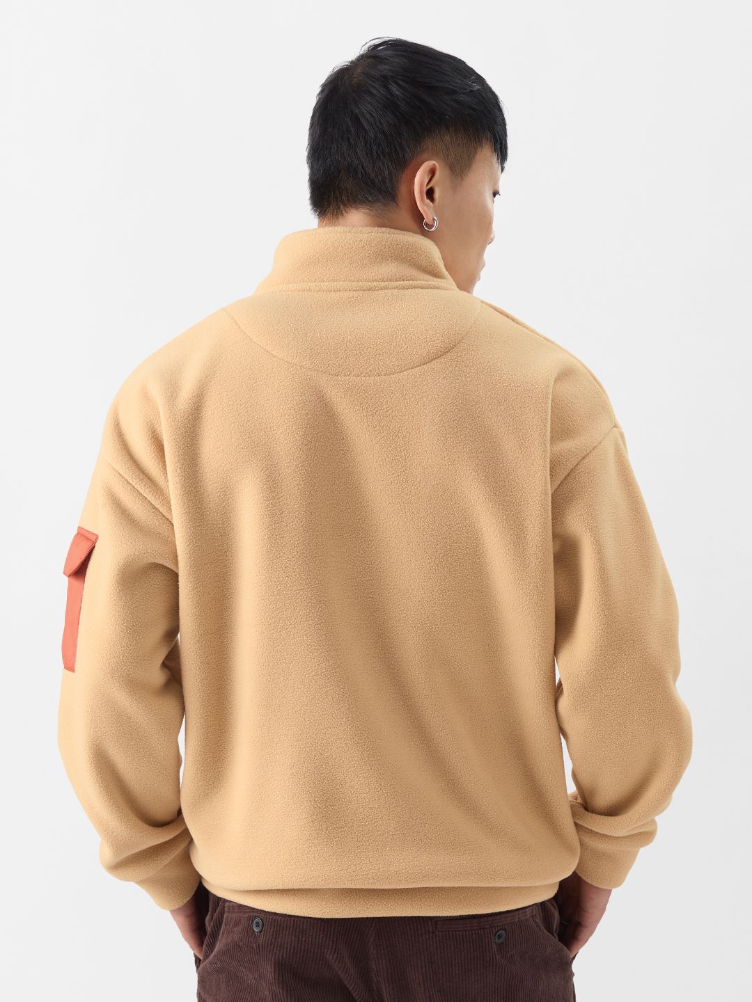 Buy Zip-Up: Beige Men Oversized Sweatshirts