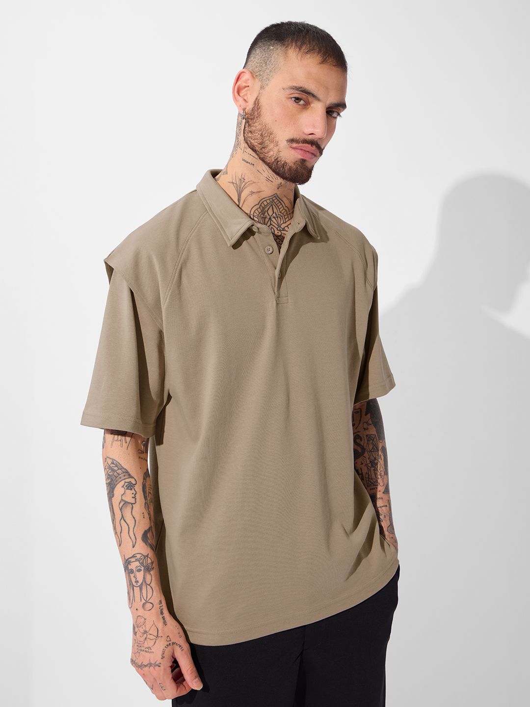 Korean Polo: Beige Oversized Polos price