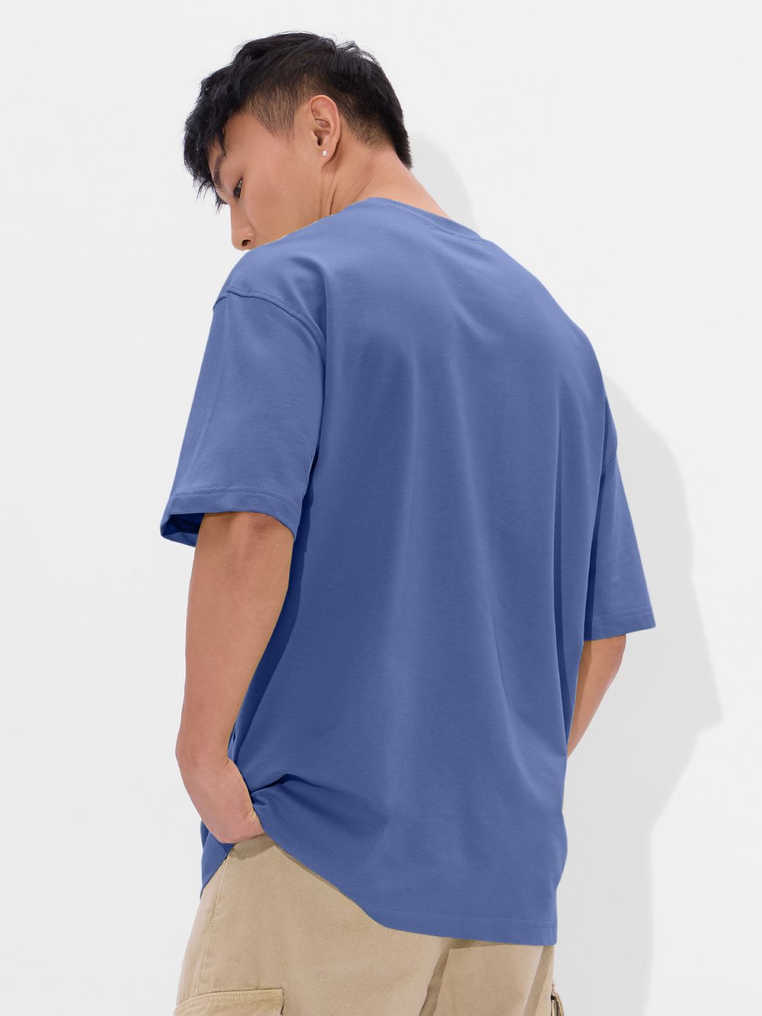Buy Solids: Denim Blue Oversized T-Shirts