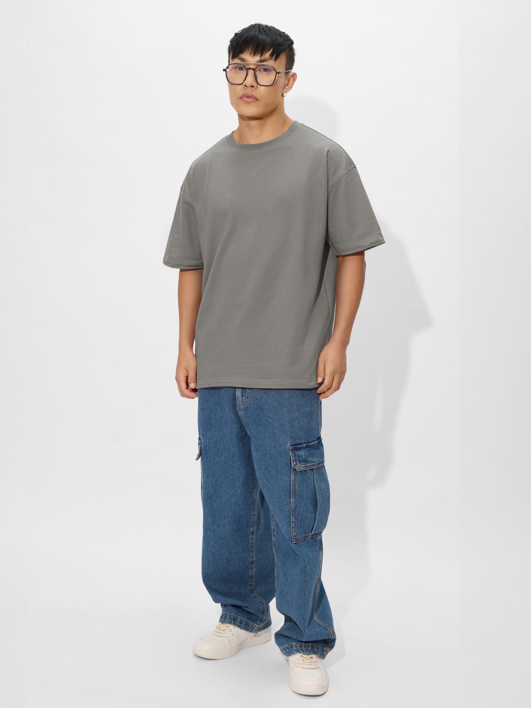 Solids: Smoke Grey Oversized T-Shirts online