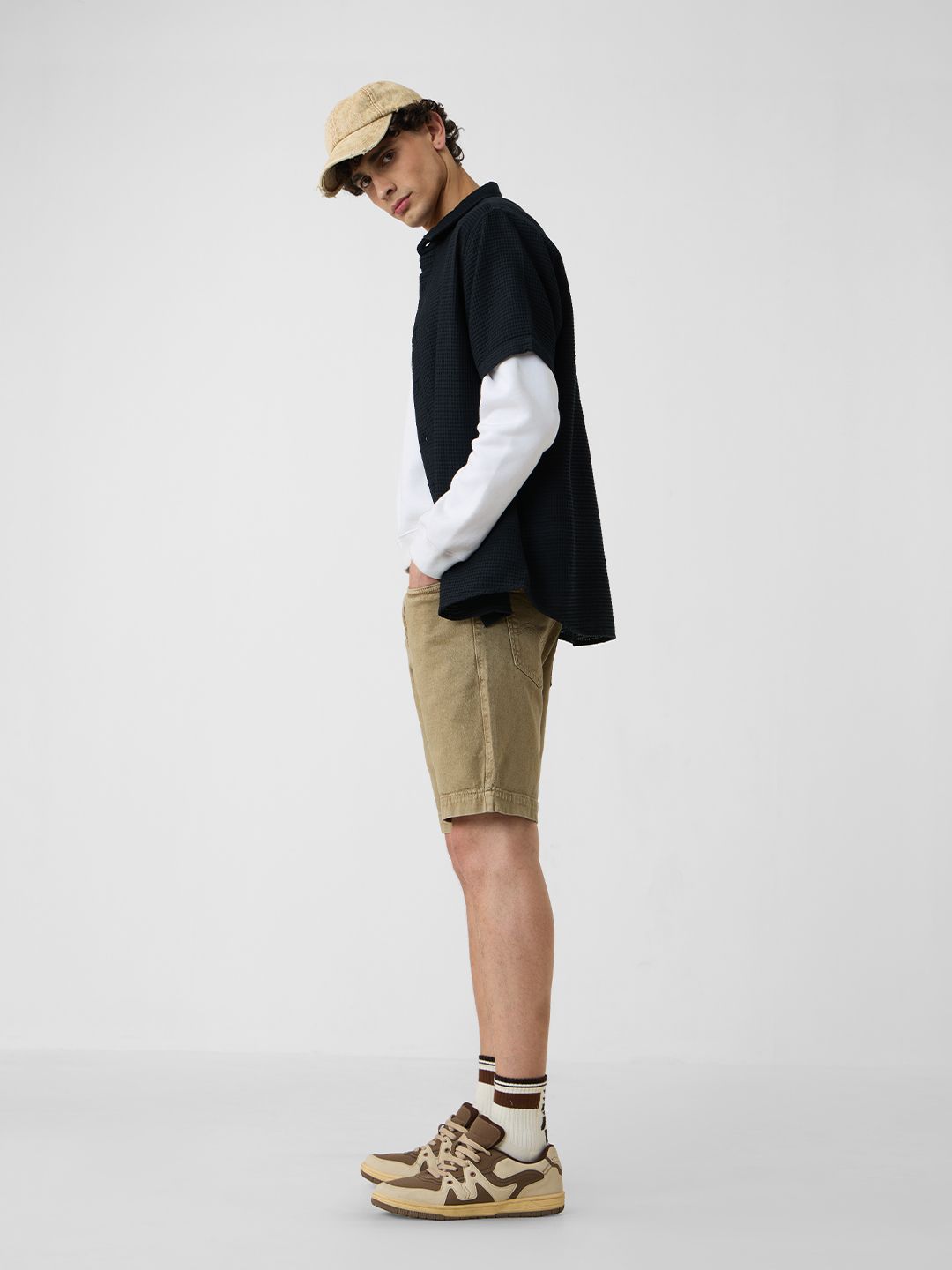 Buy Denim: Faded Brown Men Denim Shorts