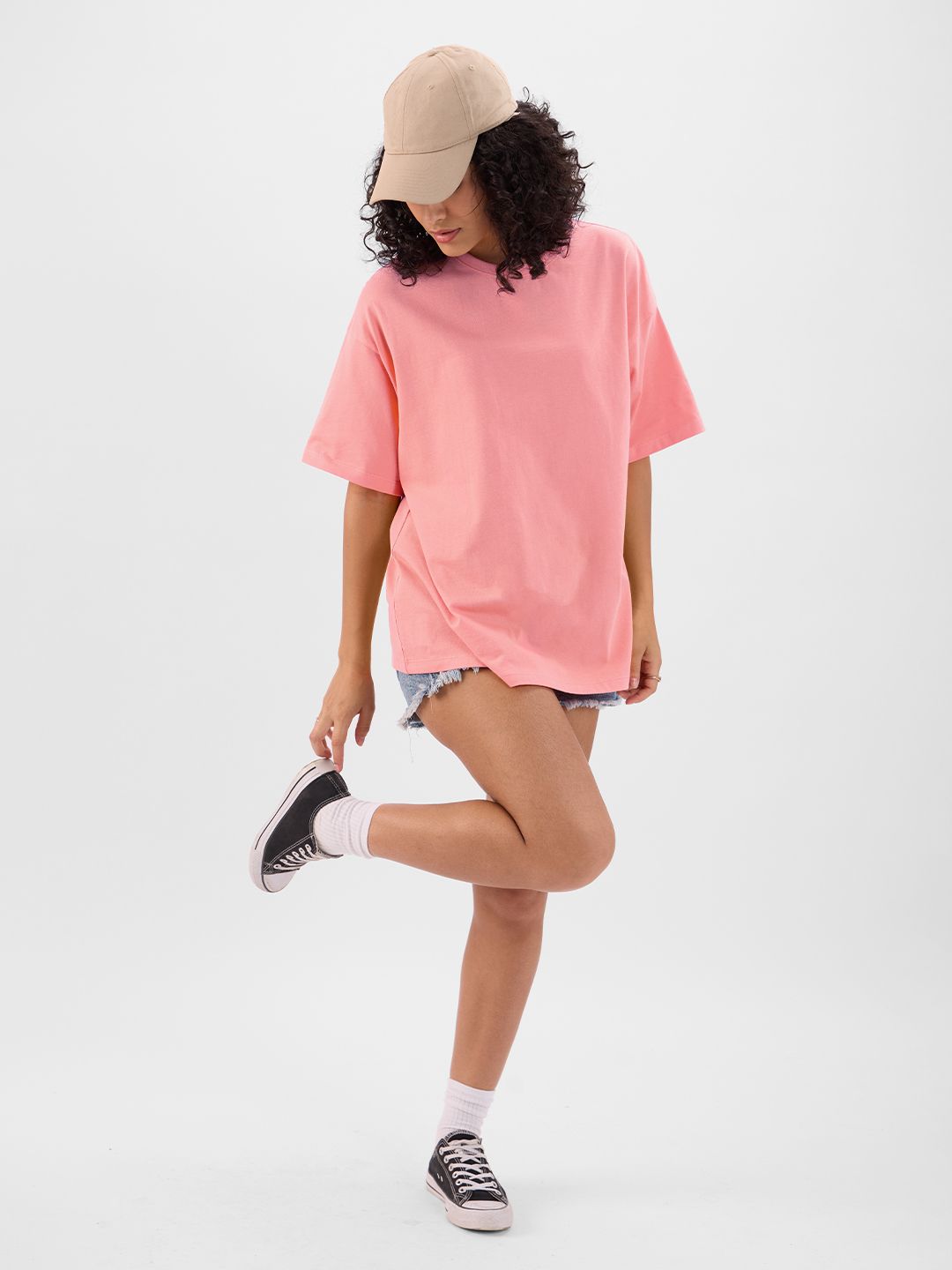 Street Solids: Salmon Pink Women Oversized T-Shirts online