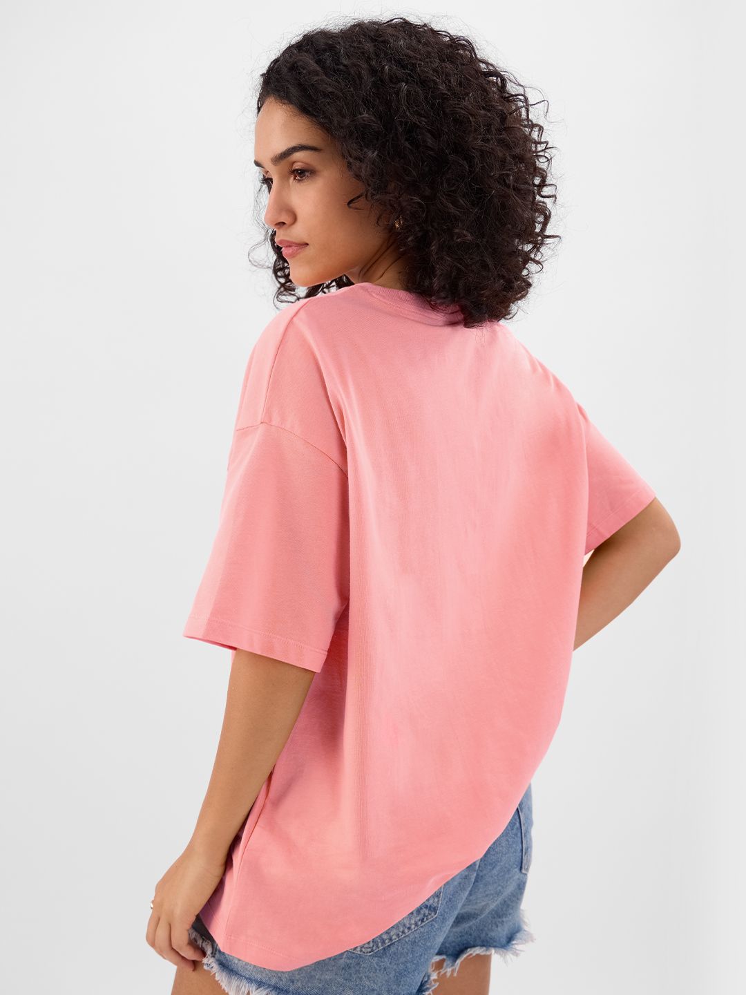 Street Solids: Salmon Pink Women Oversized T-Shirts price