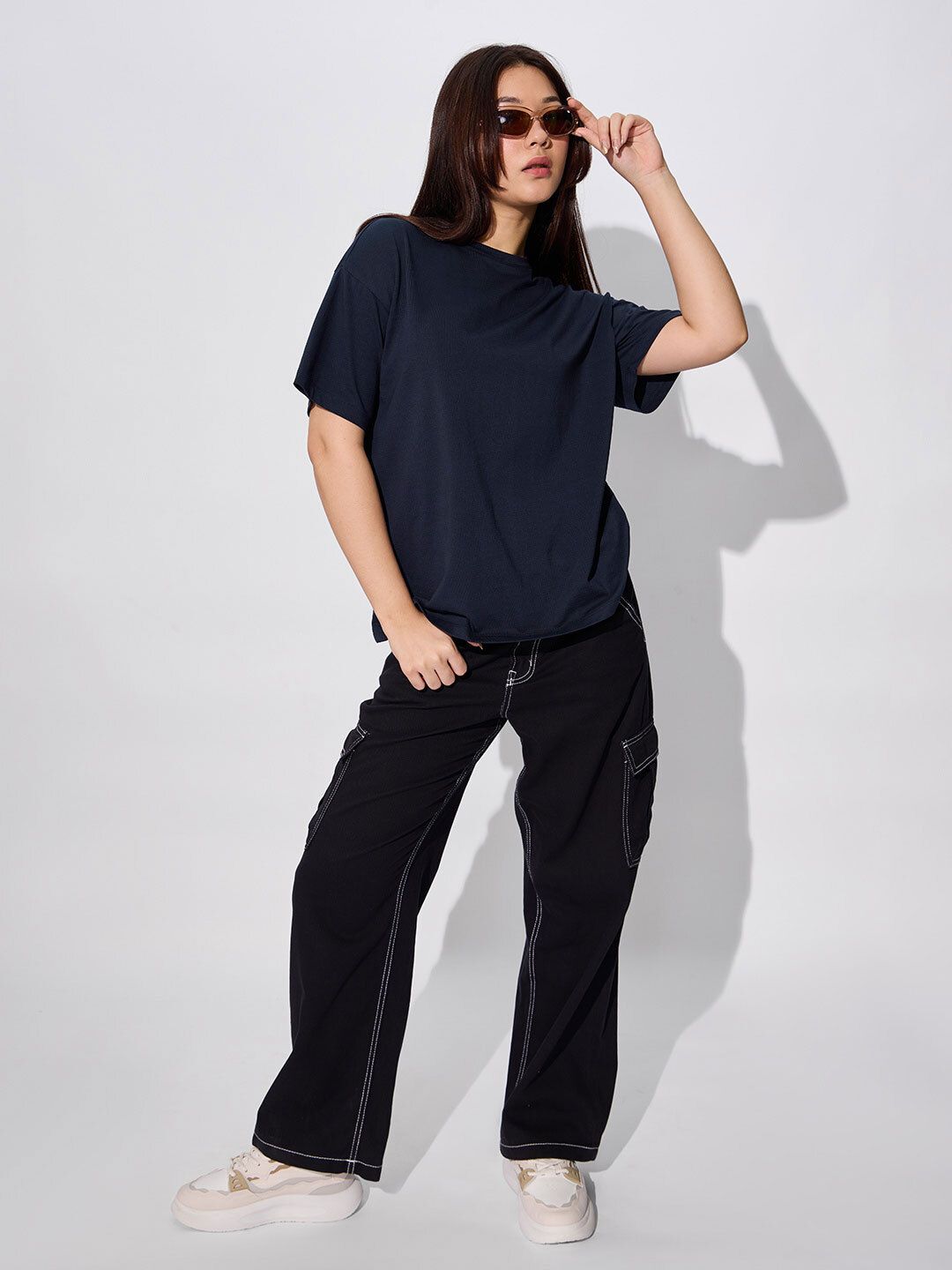 Street Solids: Navy Women Oversized T-Shirts online