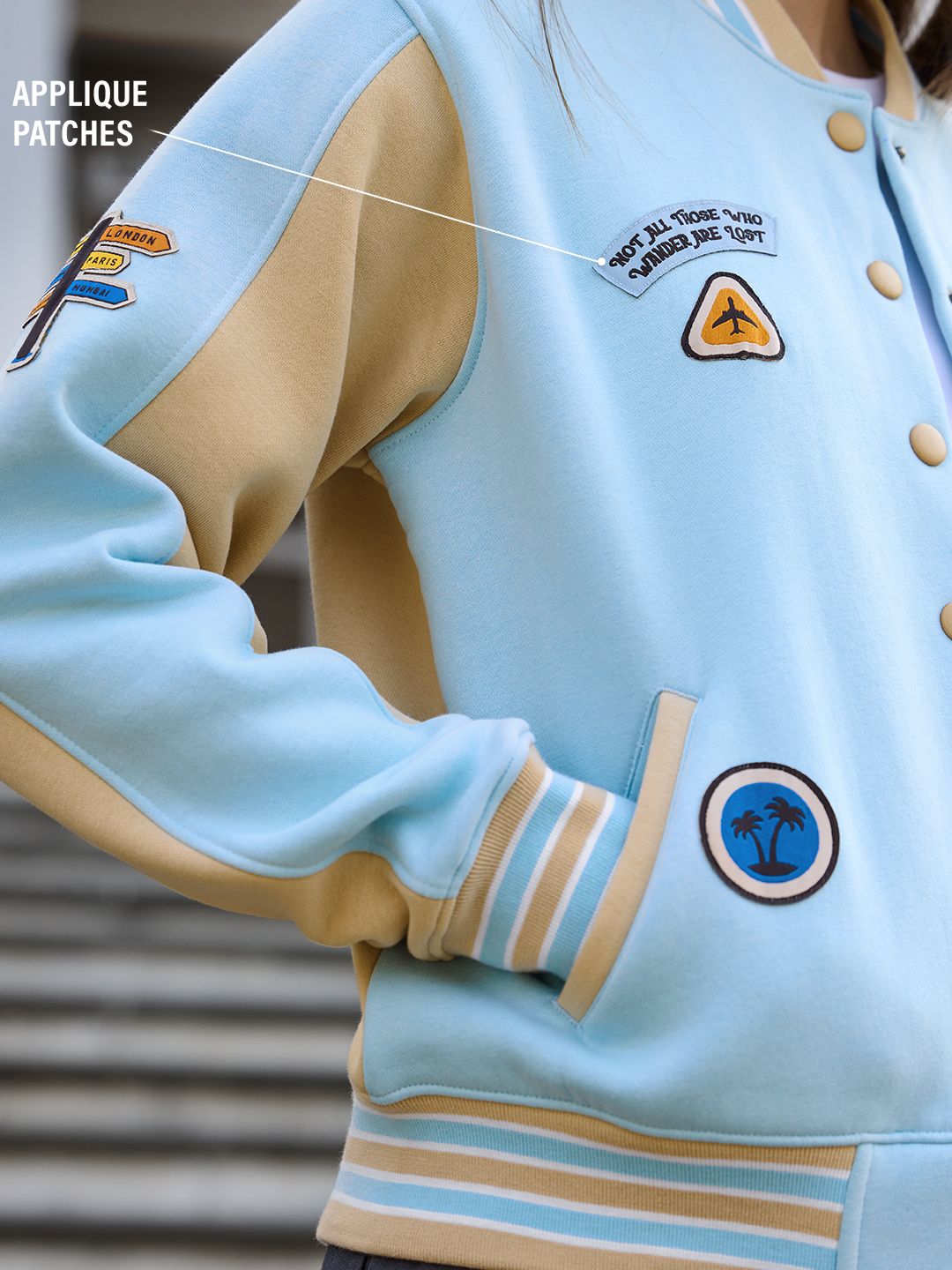 TSS Originals: Wanderlust Life Women Oversized Varsity Jackets price