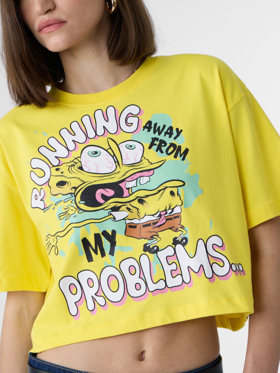 SpongeBob: Running Away Women Oversized Cropped T-Shirts online