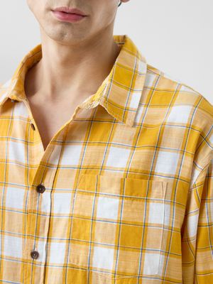 Buy Plaid Amber Gold Men Relaxed Shirts Online