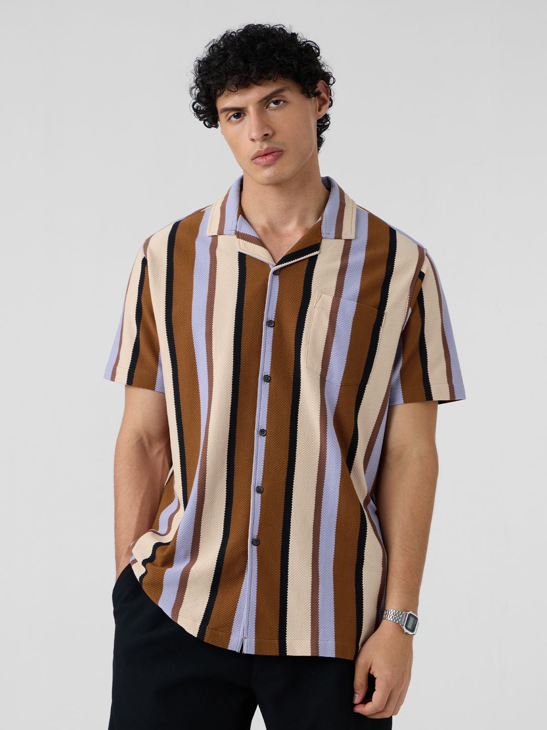 Buy Stripes: Rust, Purple, Yellow Knit Shirts
