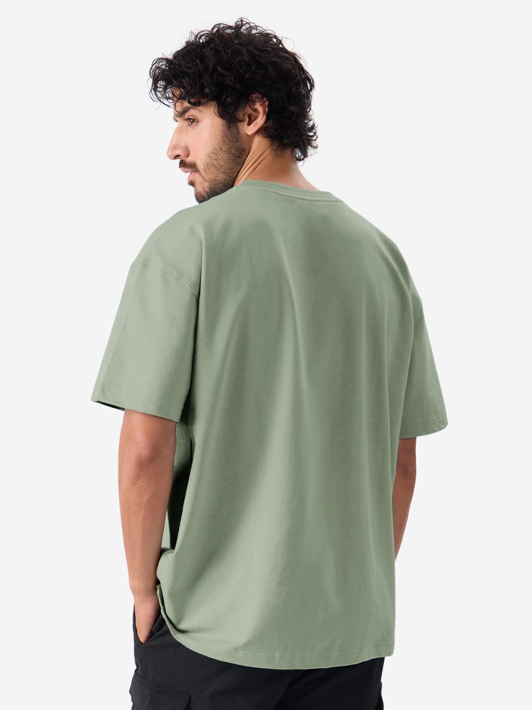 Buy Solids: Sage Green Oversized T-Shirts