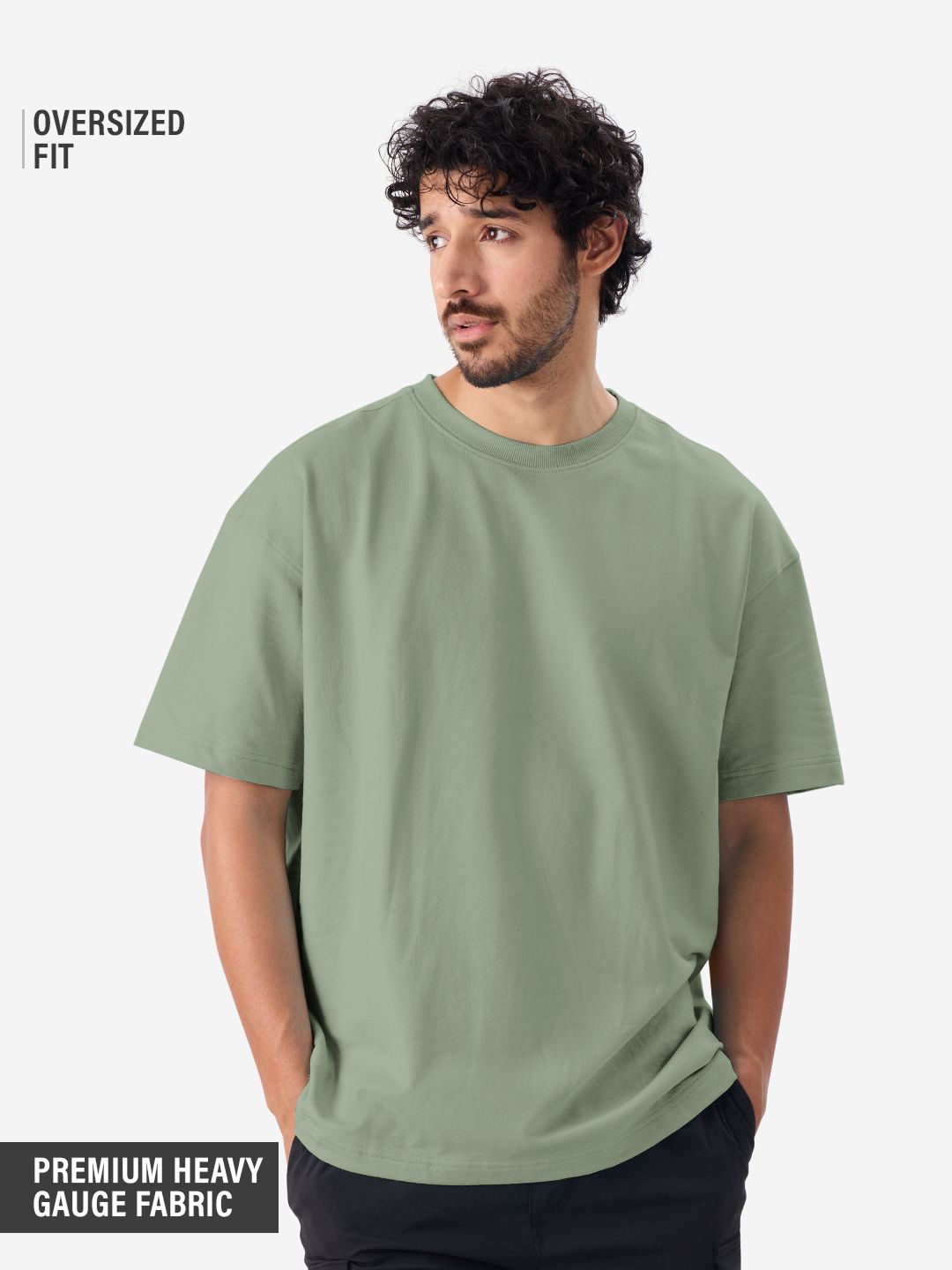 Solids: Sage Green Oversized T-Shirts