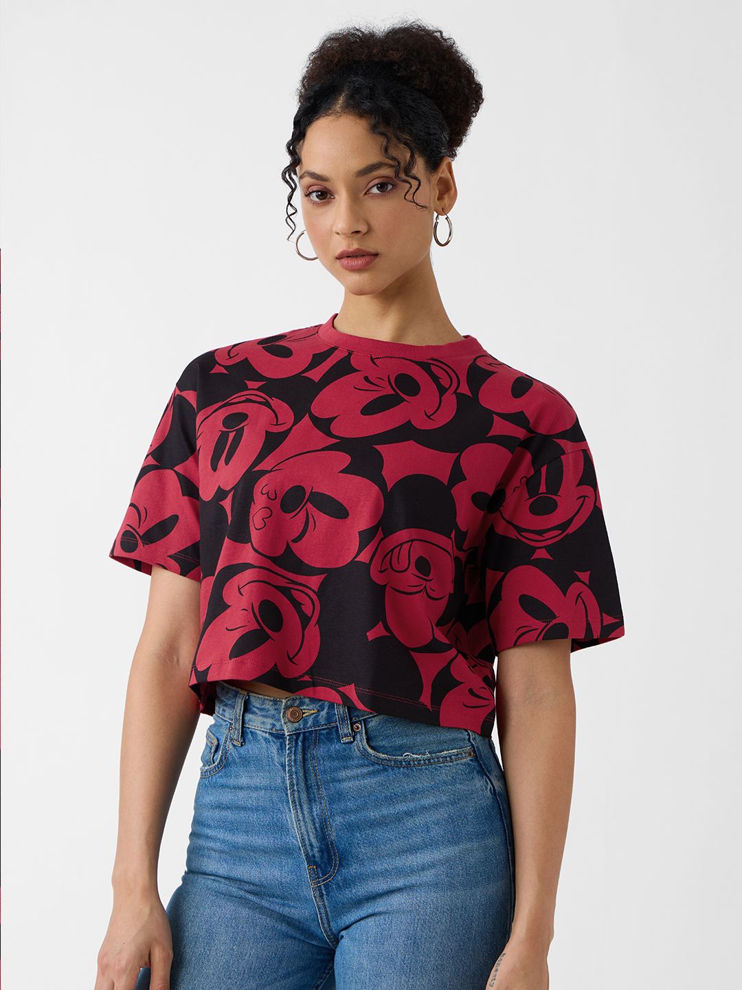 Disney: Mickey Faces Women Oversized Cropped T-Shirts price