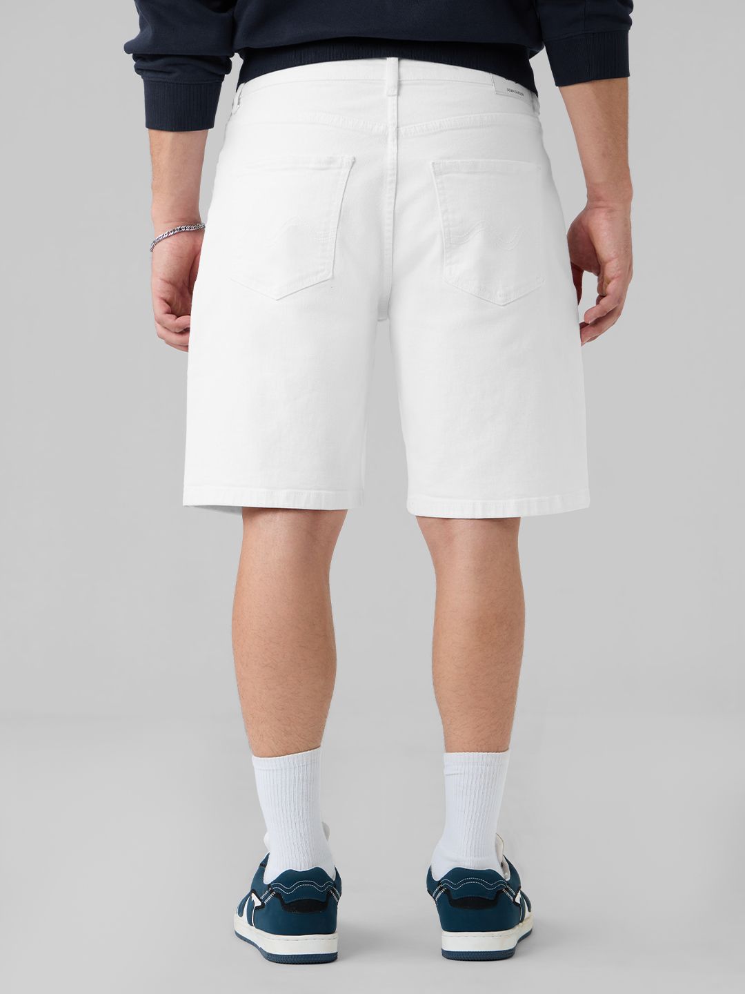 Buy Denim Shorts: Ivory White Men Denim Shorts