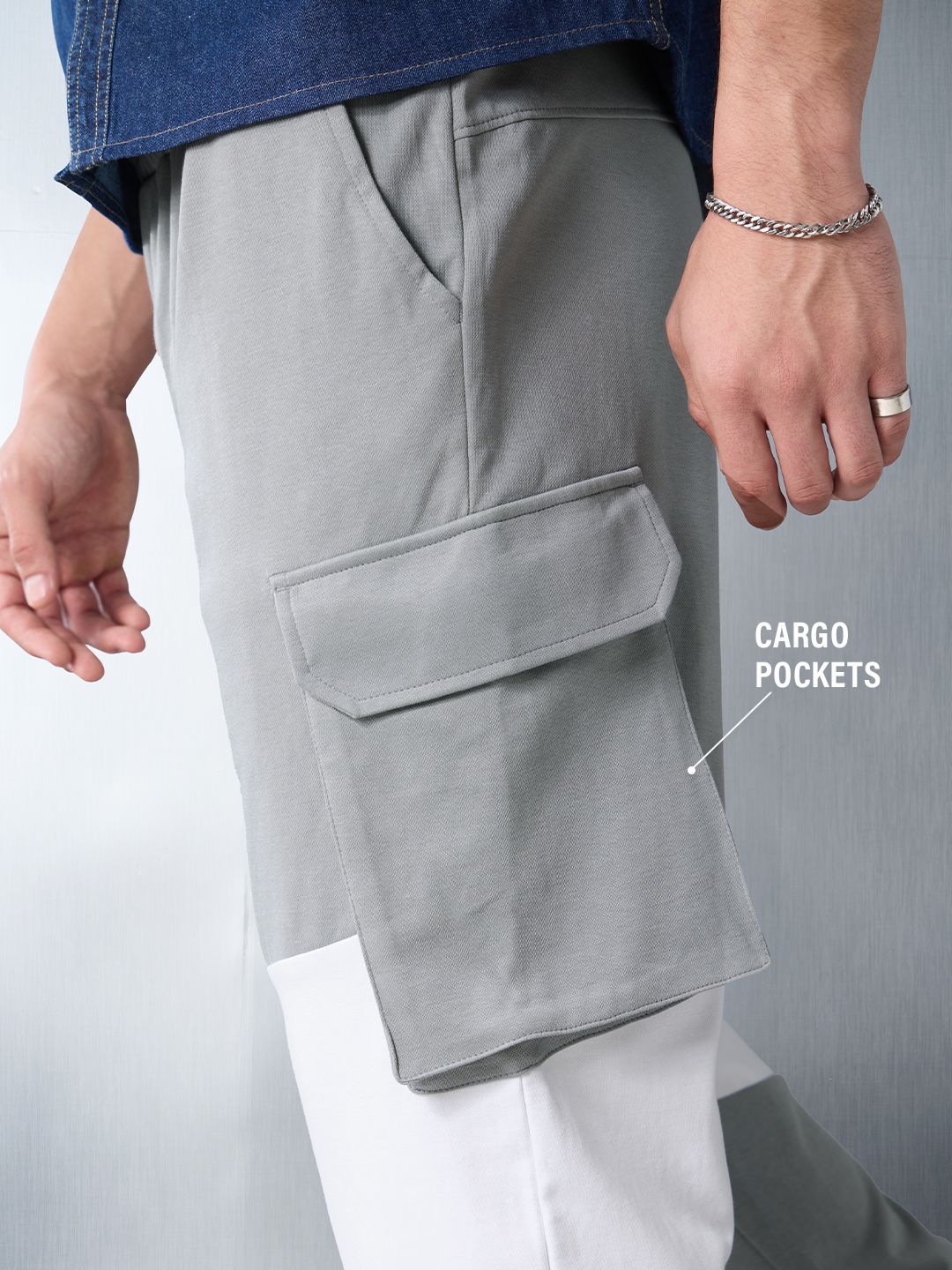 Utility Joggers: Space Grey Men Oversized Joggers online