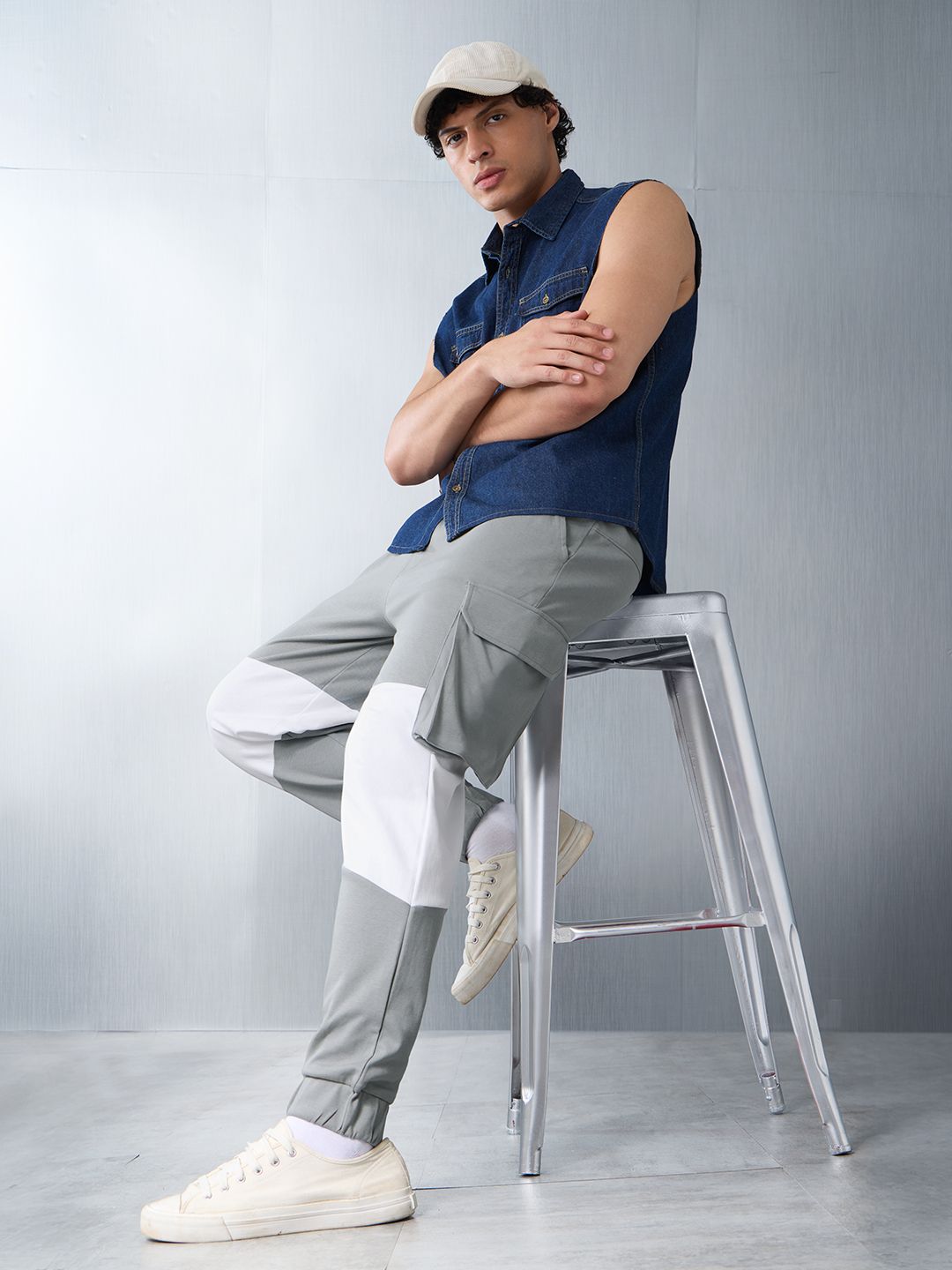 Utility Joggers: Space Grey Men Oversized Joggers price