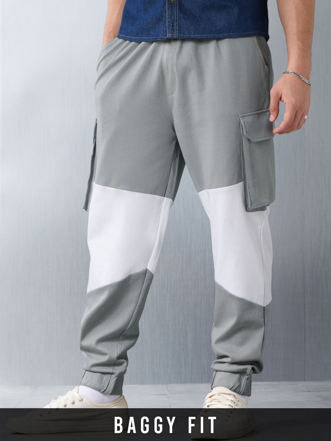 Utility Joggers: Space Grey Men Oversized Joggers