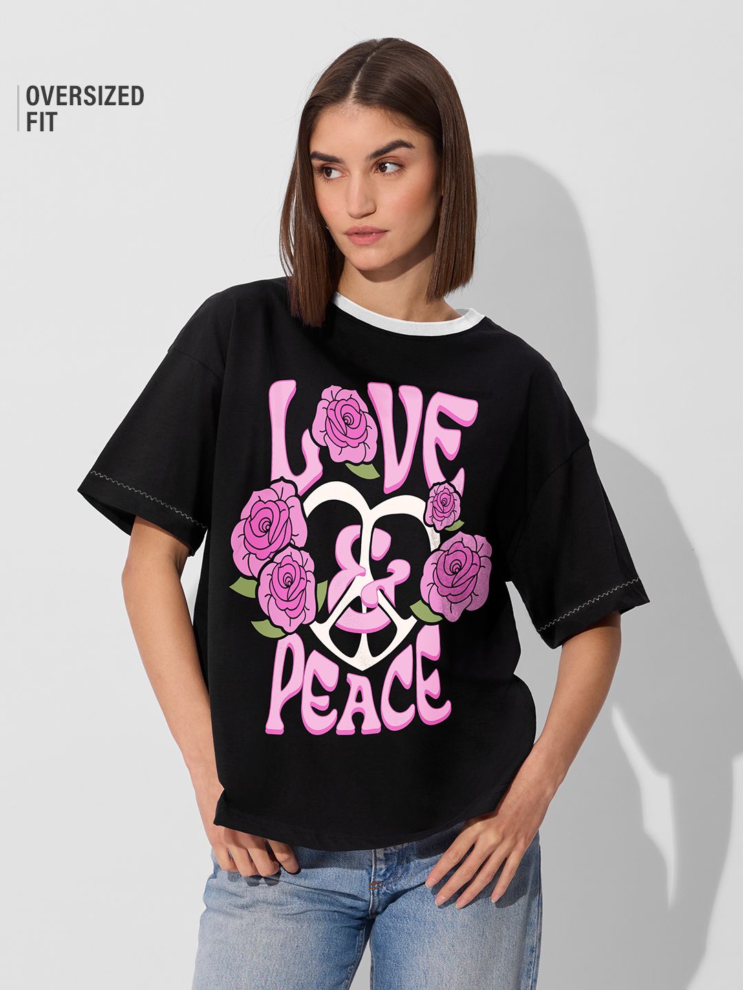Buy TSS Originals: Peace & Love Women Oversized T-shirts Online