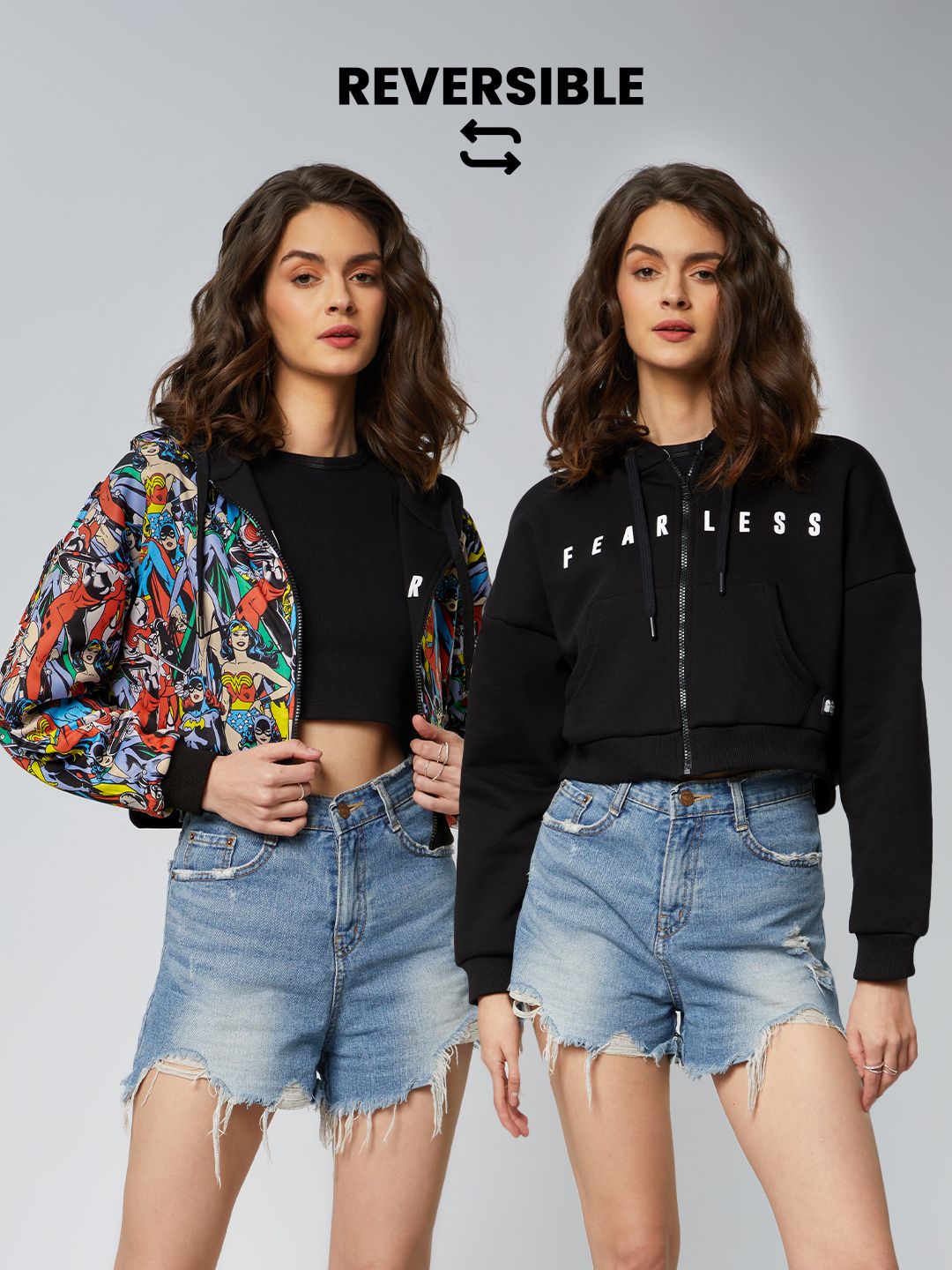 Wonder Woman: Reversible Hoodie Women Cropped Oversized Hoodies