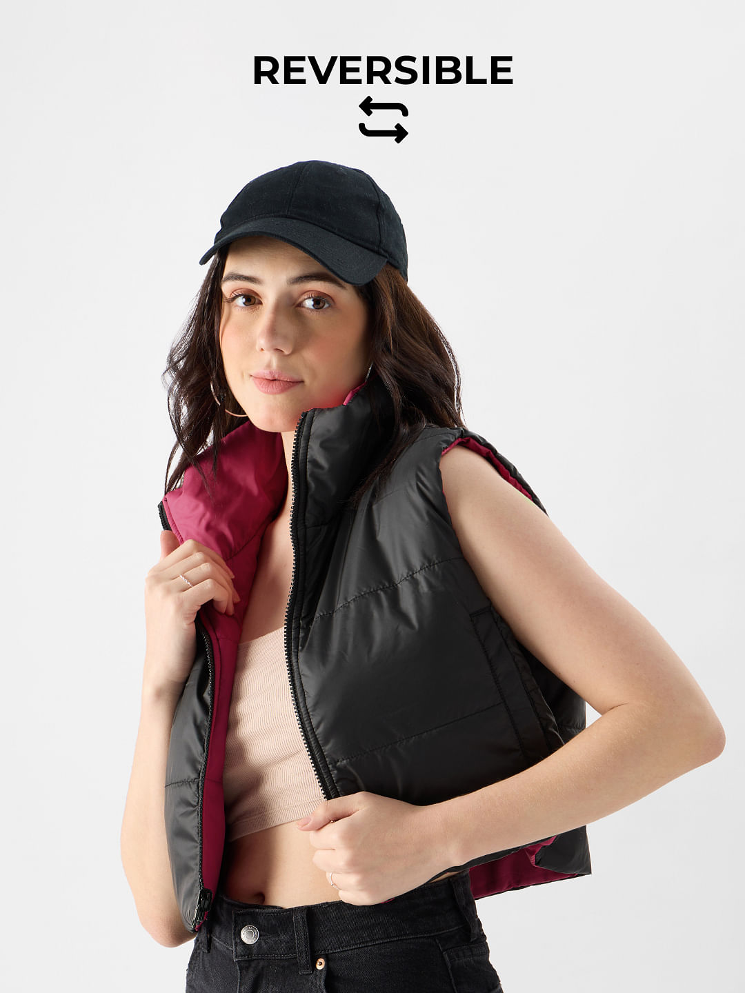 Solids: Pink, Black (Reversible)