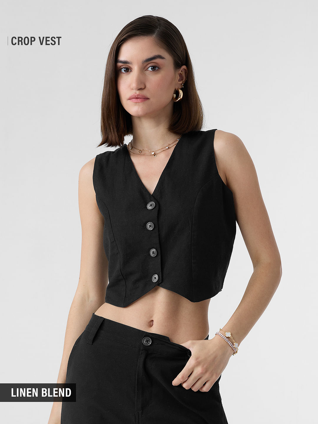 Cotton Linen Top: Black