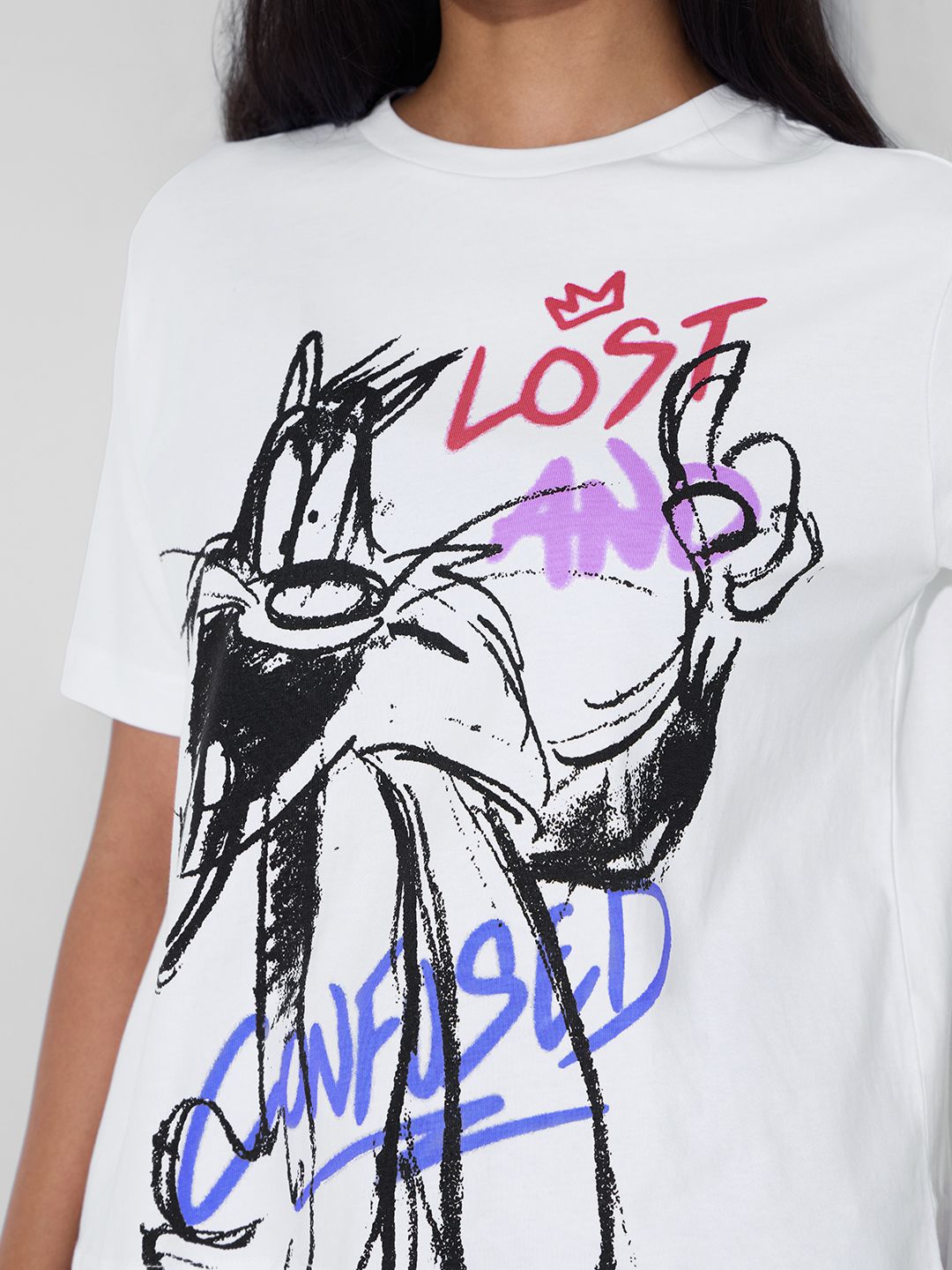 Sylvester: Lost & Confused Women Relaxed Fit T-Shirts online