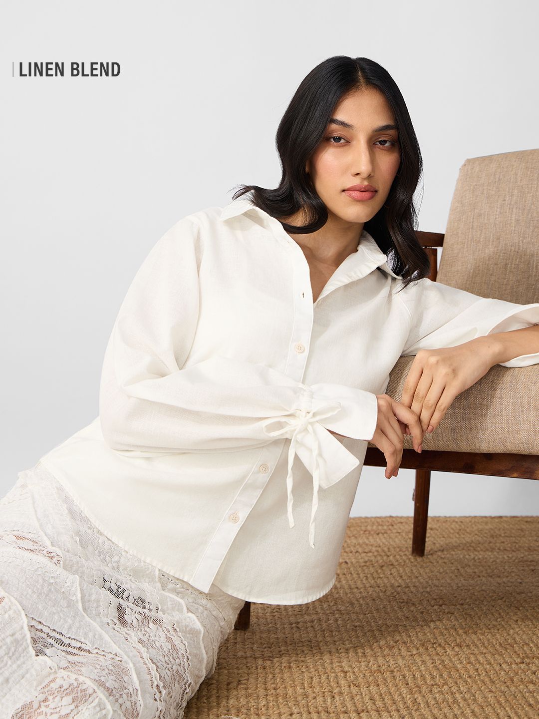 Cotton Linen Shirt: Ivory Women Shirts Online