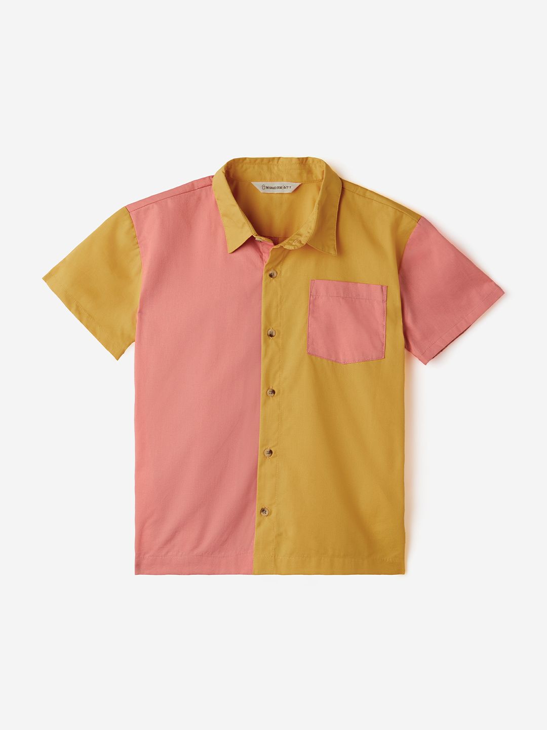 Solids: Apricot Blush (Colourblock) Boys Cotton Shirts (2-8 Yrs) Online