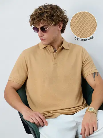 Textured Polo: Biscotti undefined Online