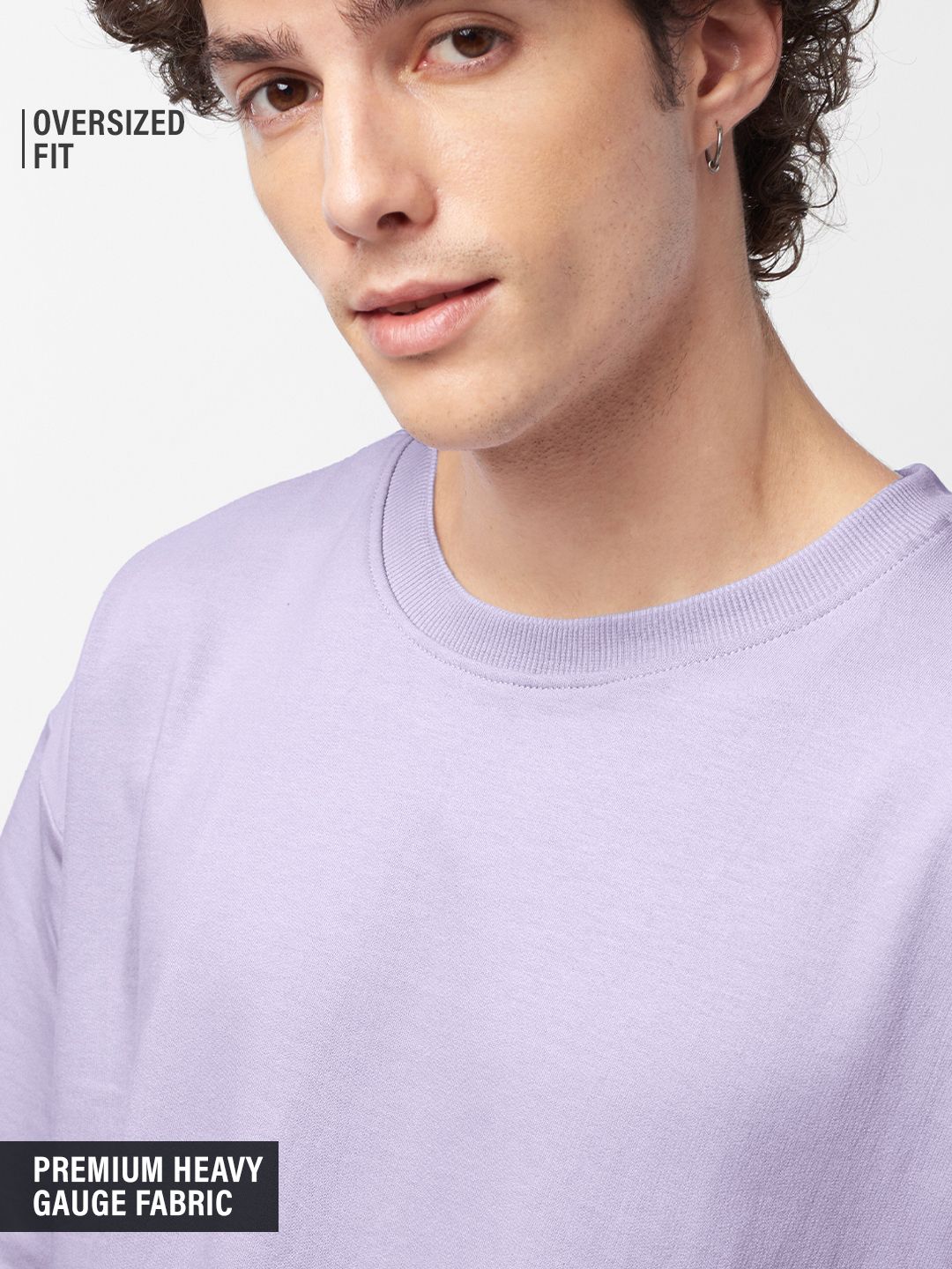 Solids: Light Lavender Oversized T-Shirts Online