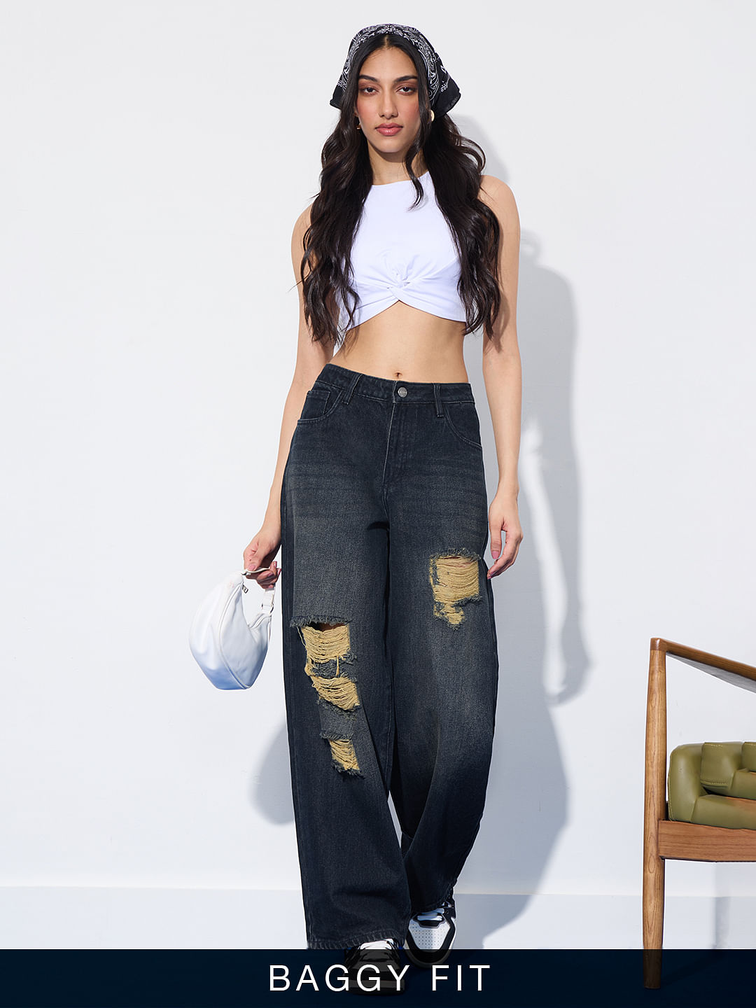 Denim: Distressed Clover (Baggy Fit)