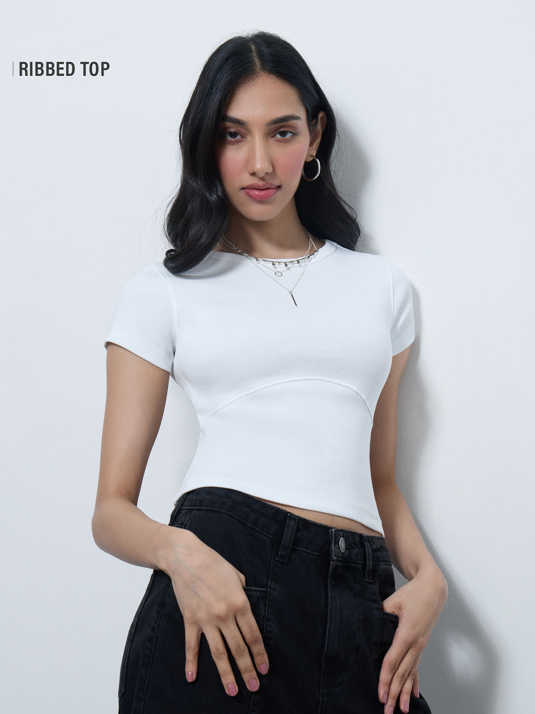 Ribbed Top: Pearl