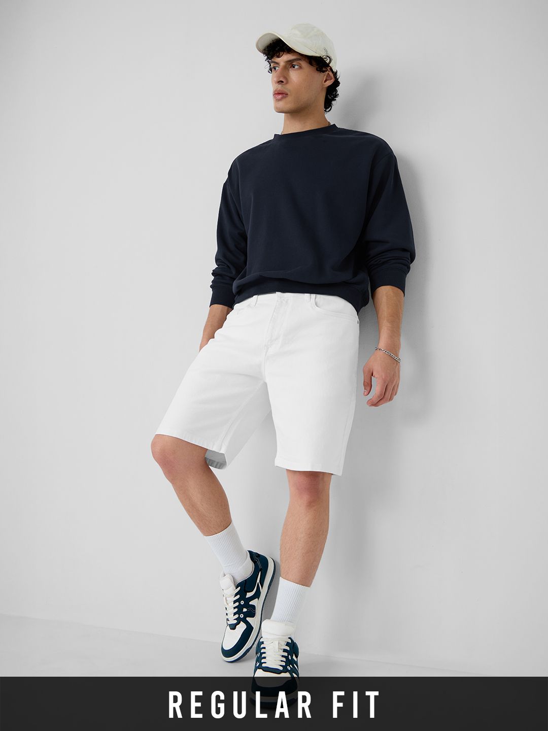 Denim Shorts: Ivory White Men Denim Shorts online