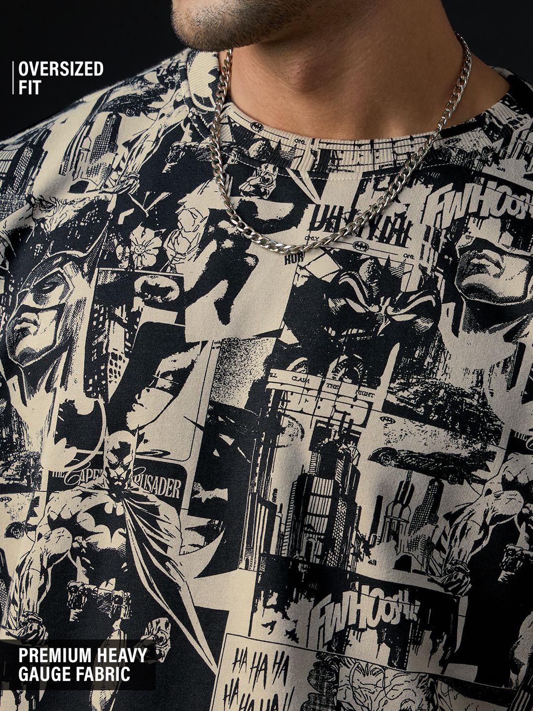 T-shirt Batman Homme Noir Coton – Manches Courtes Col Crew Logo DC – Taille S Occasion