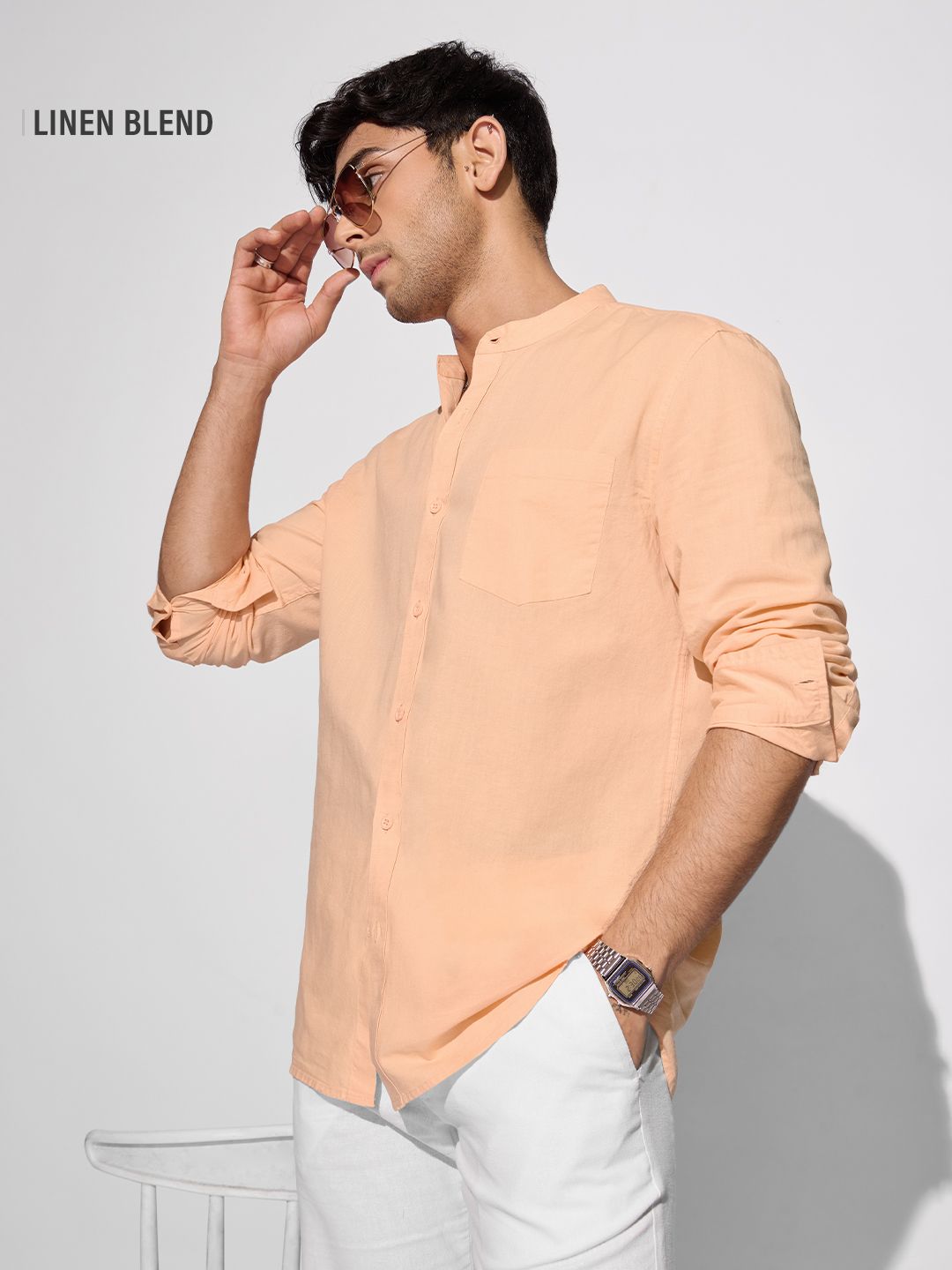 Cotton Linen: Soft Peach Cotton Linen Shirts