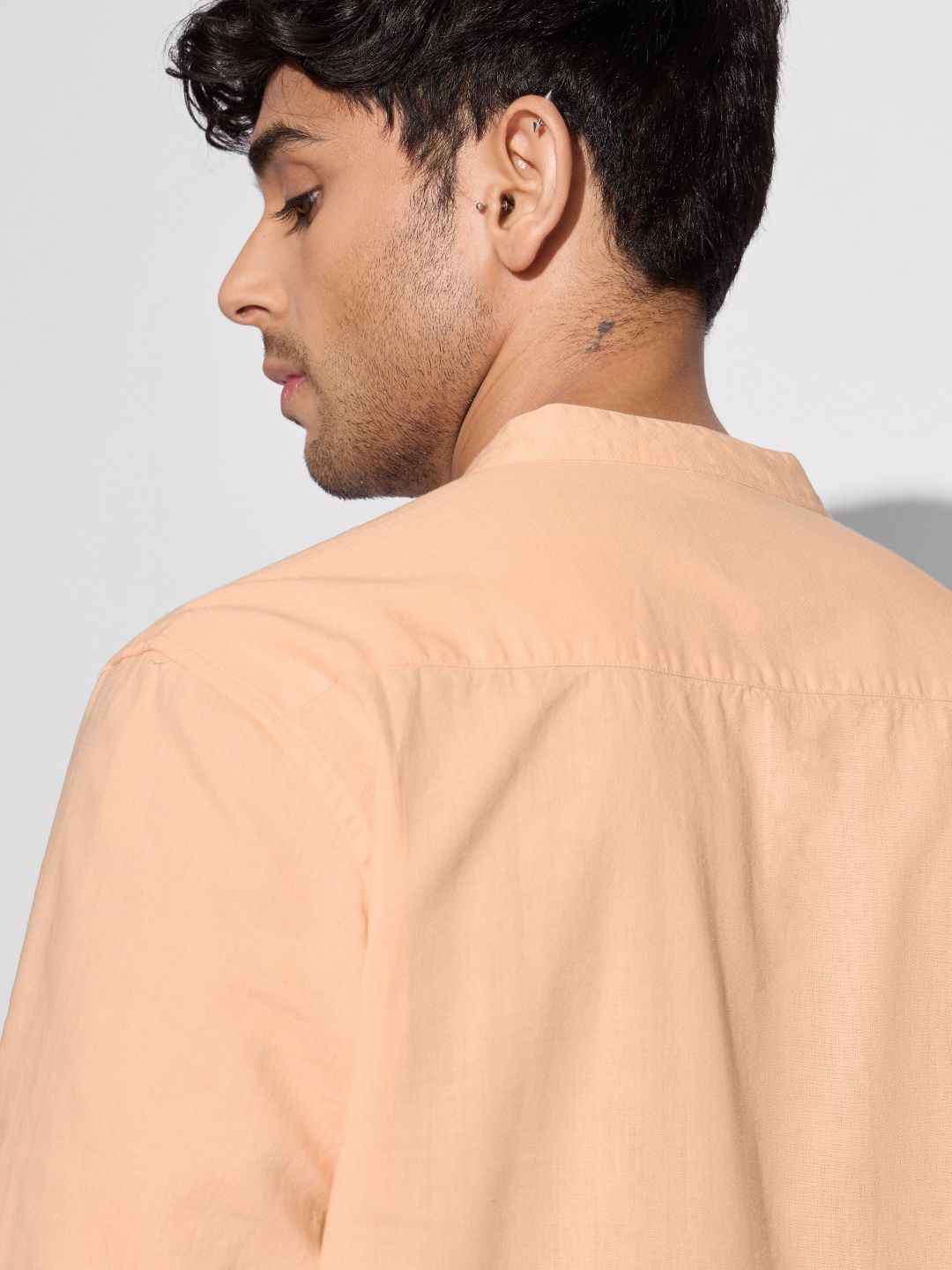 Buy Cotton Linen: Soft Peach Cotton Linen Shirts