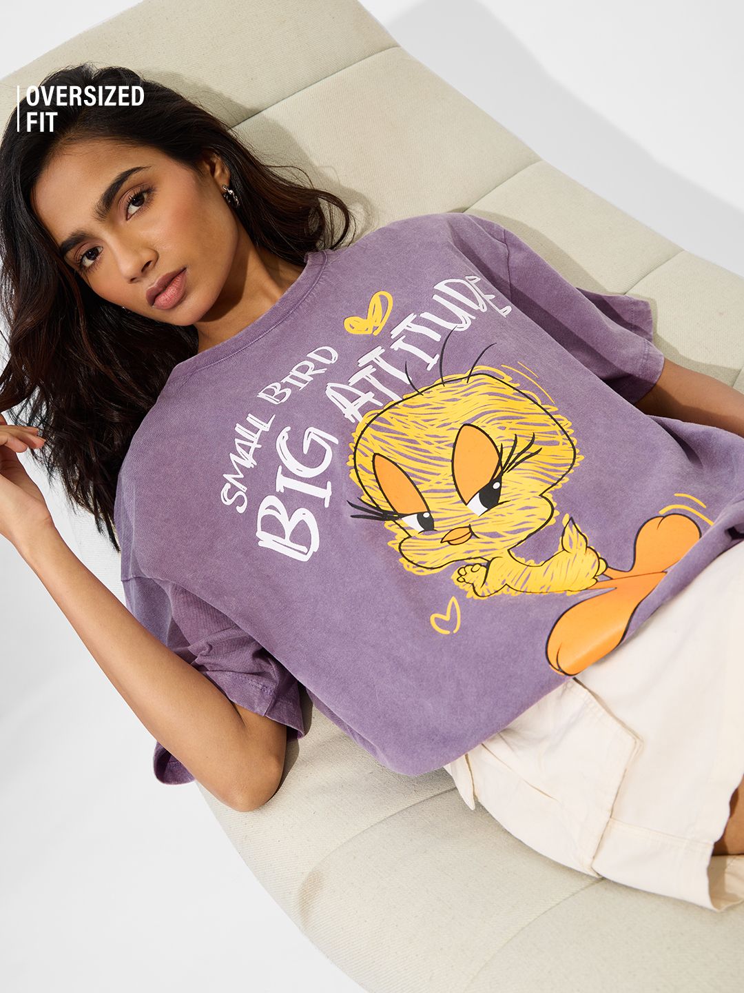 Tweety: Big Attitude Women Oversized T-Shirts Online