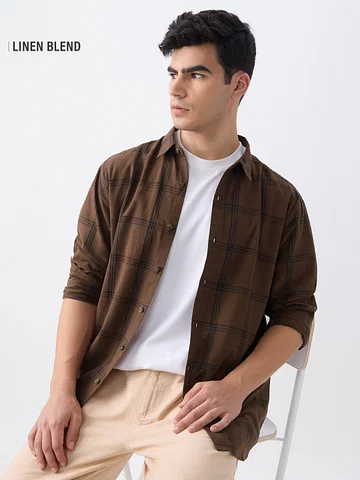 Cotton Linen Checks: Desert undefined Online