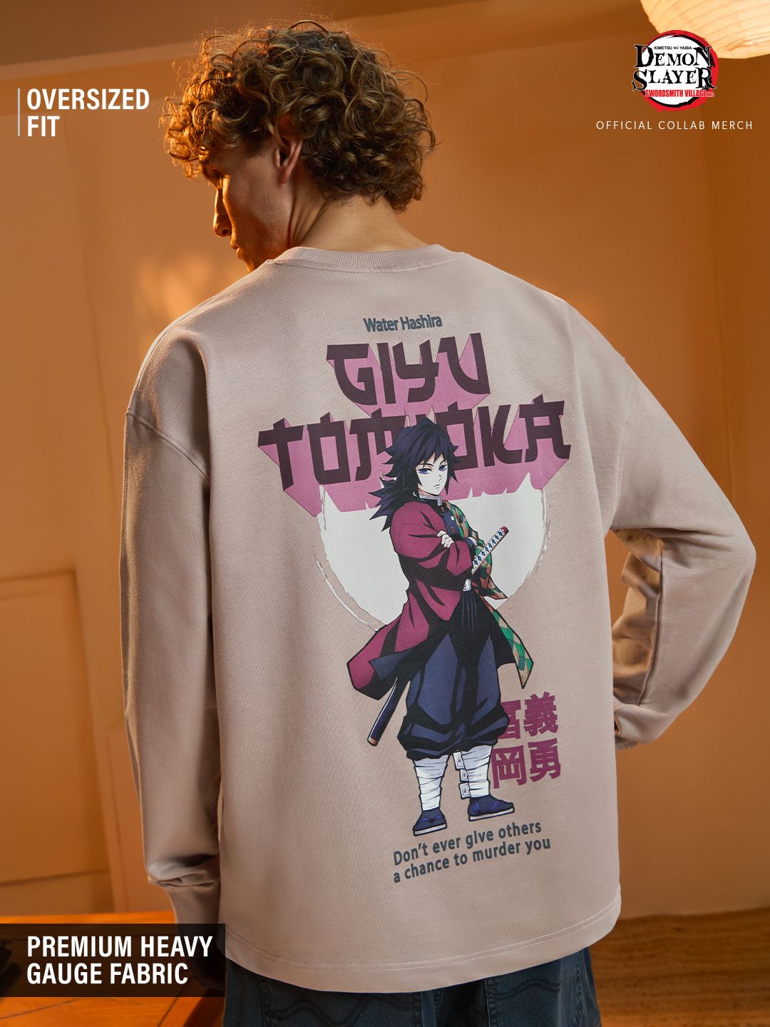 Demon Slayer: Giyu Oversized Full Sleeve T-Shirt (Men) · New