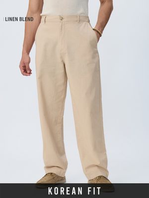 Korean Pants: Beach Sand Cotton Linen Pants By The Souled Store