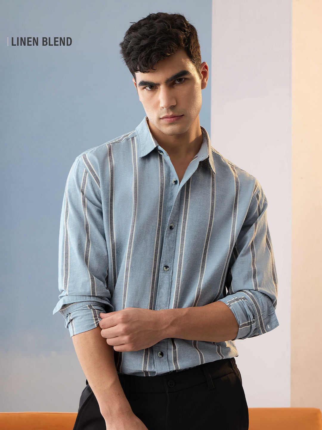Cotton Linen Stripes: Lagoon