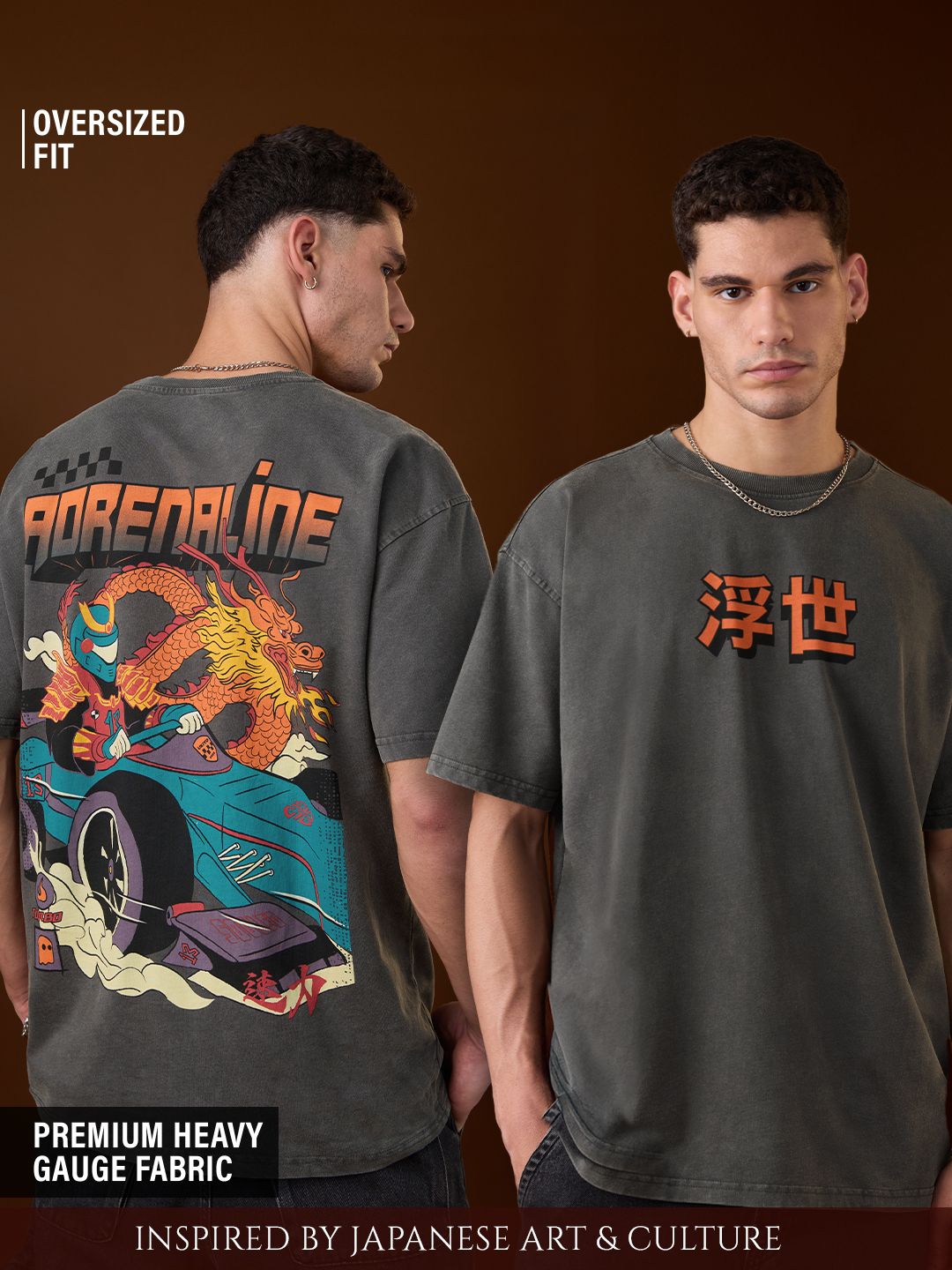 Buy Ukiyo: Adrenaline Men Oversized T-shirts online