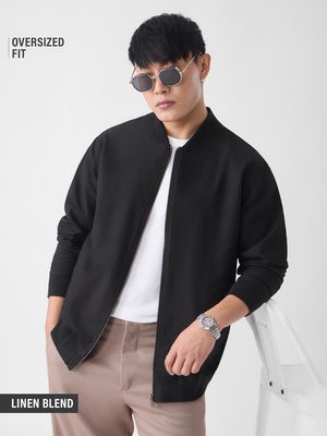 Cotton Linen Jacket: Midnight Bomber Jackets By The Souled Store