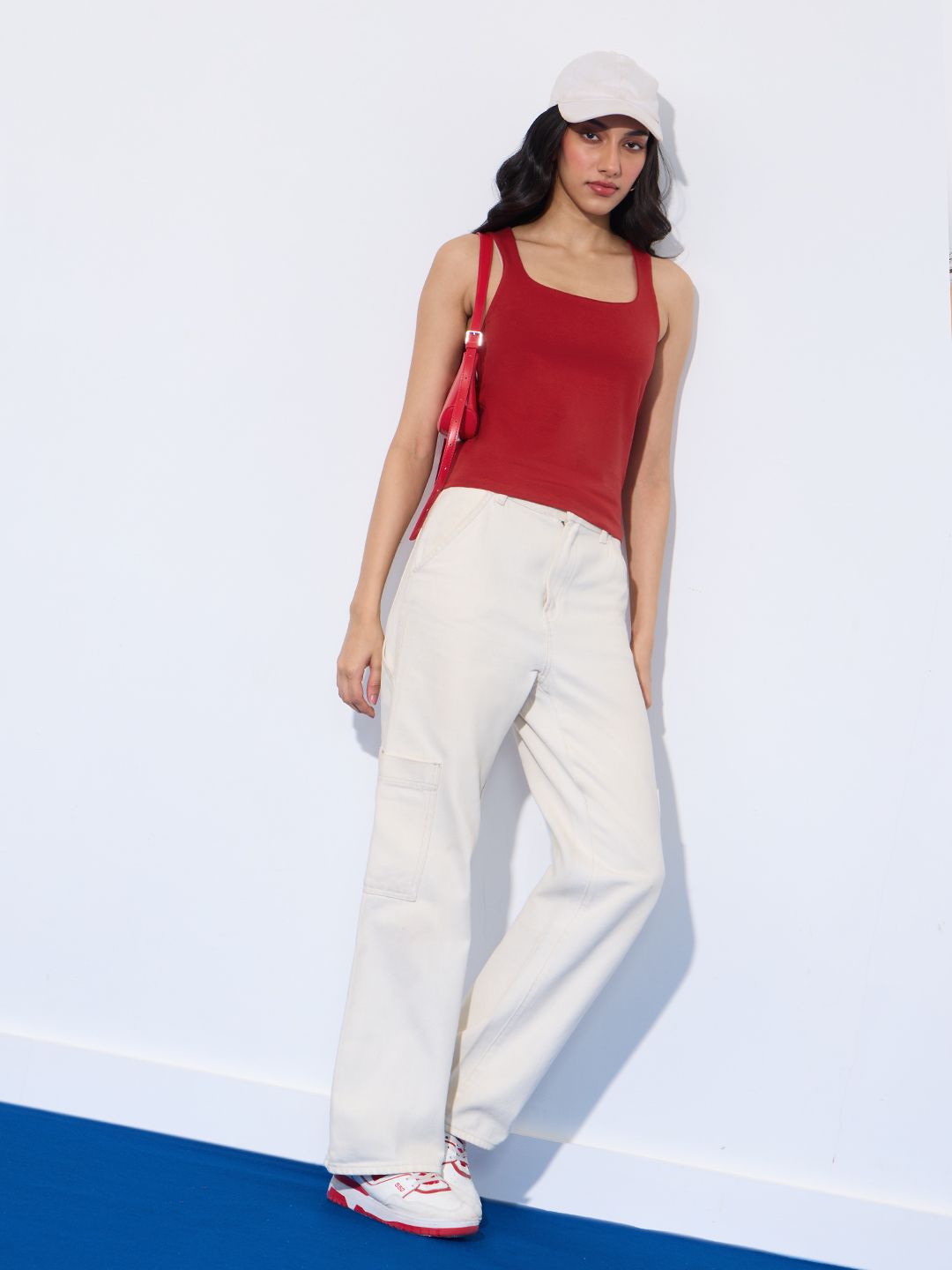 Buy Solid Tank Top: Fire Red Women Tank Tops Online