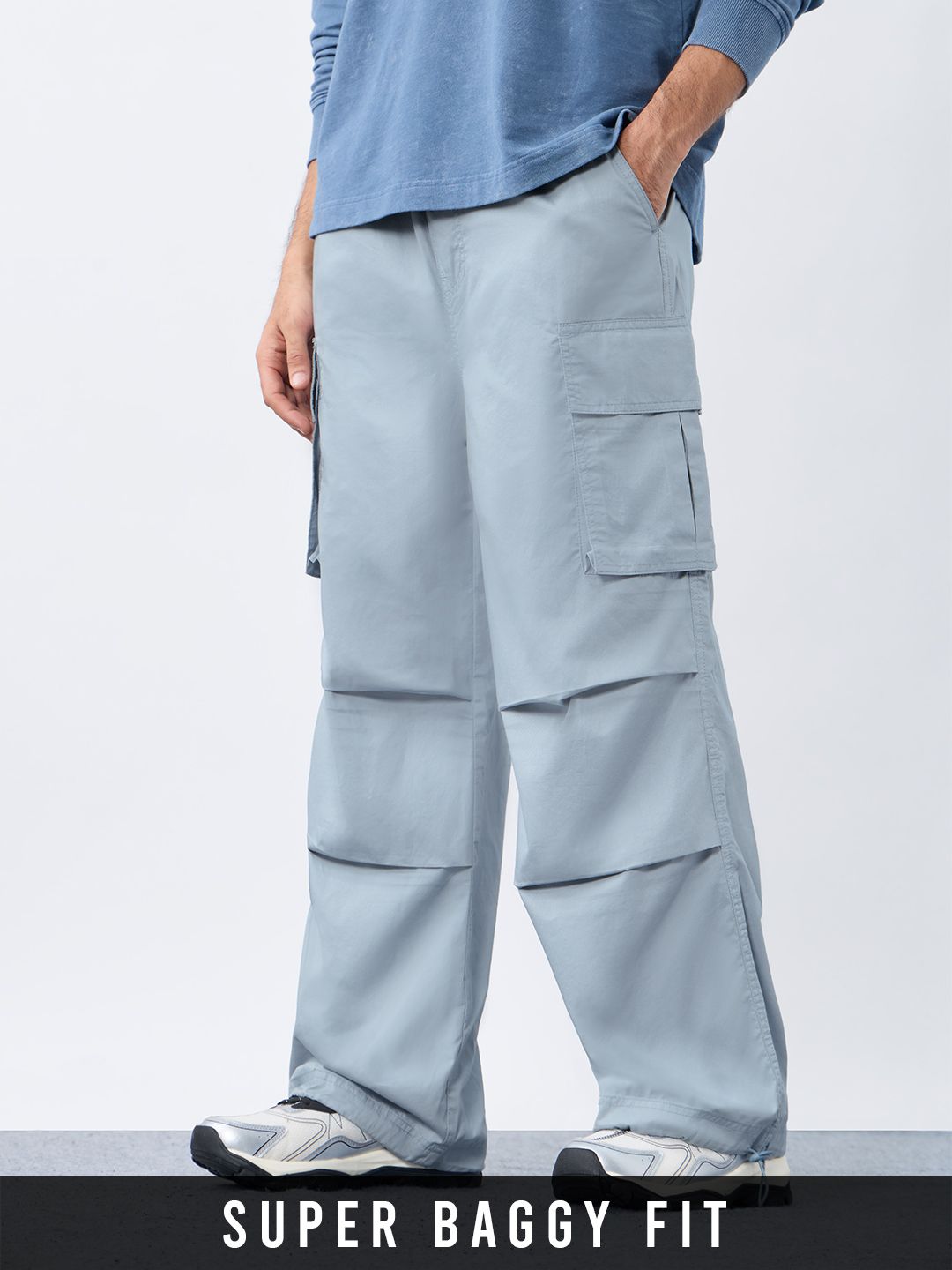 Parachute Pants: Dusty Sky Blue Men Parachute Pants Online